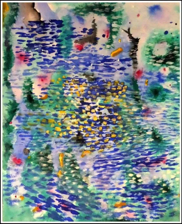 Water in my head by Debdutta Banerjee, acrylic on paper, landscape, sea and sky