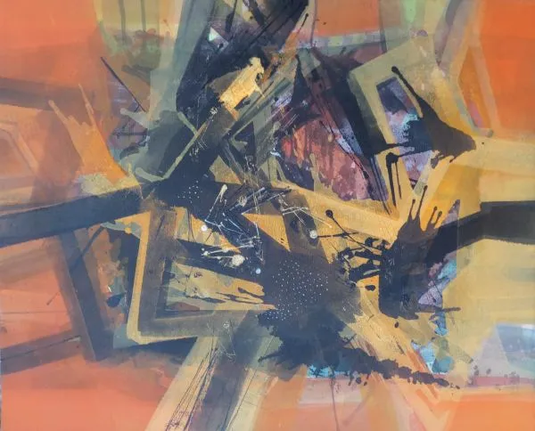 Starburst by Dipankar Ghosh, acrylic on canvas, landscape, sea and sky