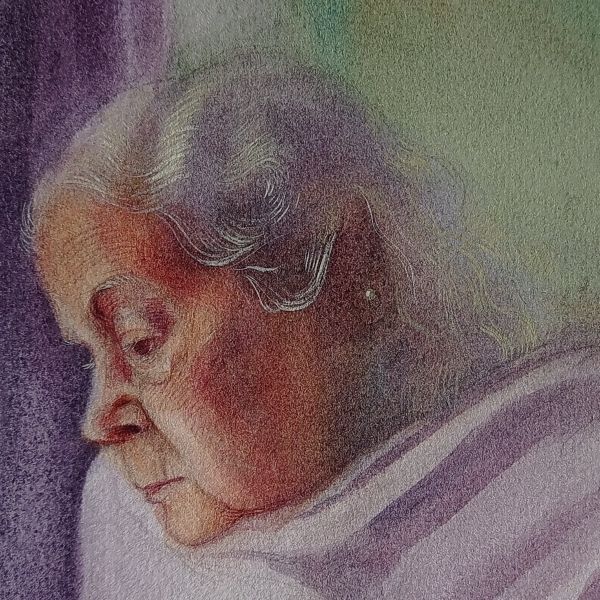Portrait of my grandmother by Ritwika Ganguly, watercolour, people and portraits