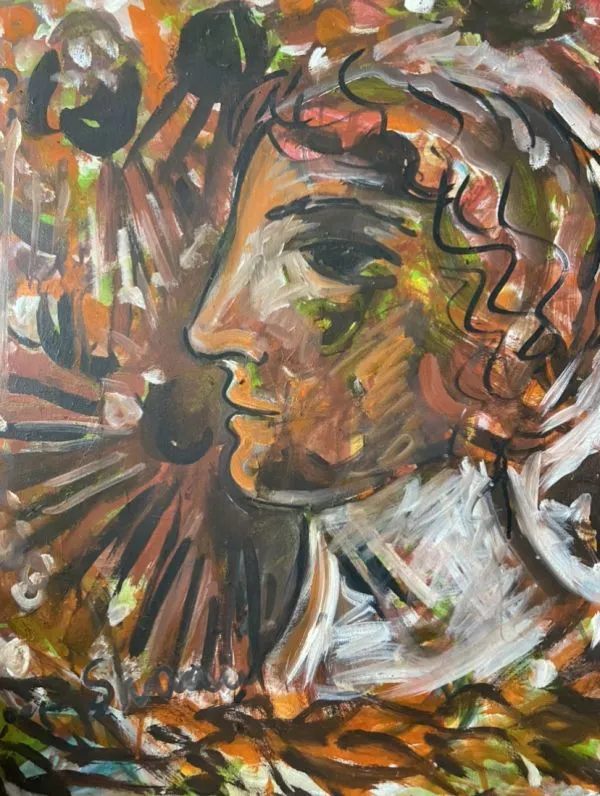 Boy by Shanu Lahiri, acrylic on canvas, people and portraits