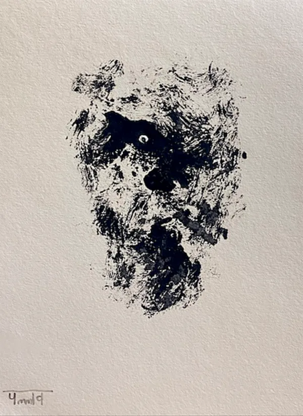 Portrait of Abstractions by Pallav Chander, mix media on paper, people and portraits