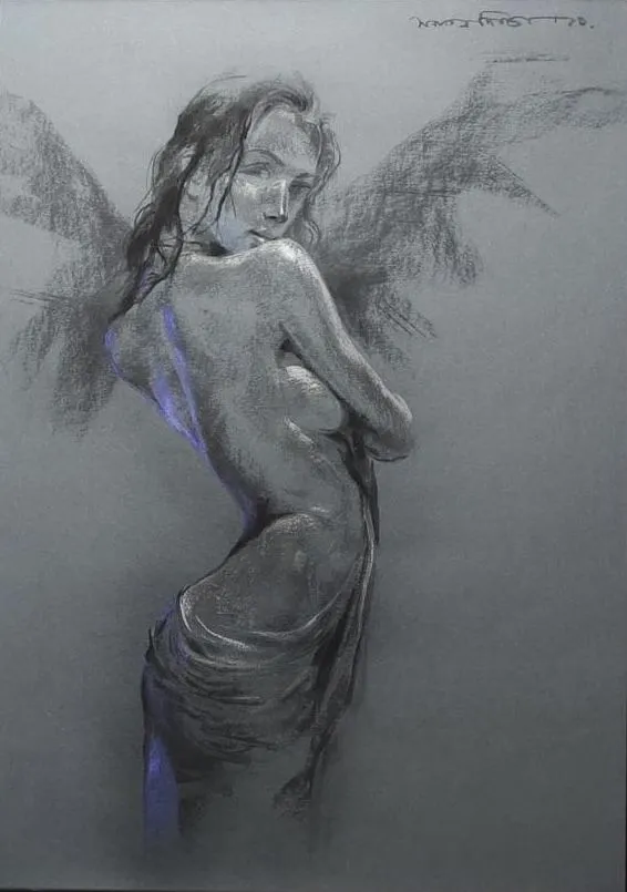 Venus by Sanatan Dinda, mix media on paper, girl