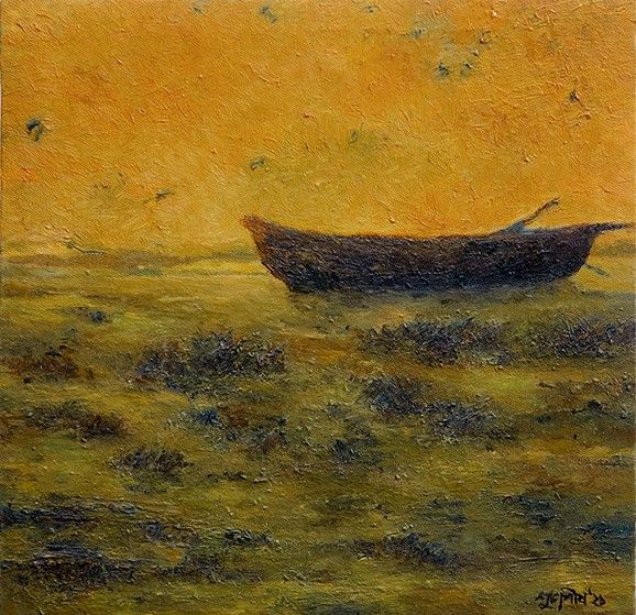 Tenebrous by Subhashis Ghosh, oil on canvas, landscape, sea and sky