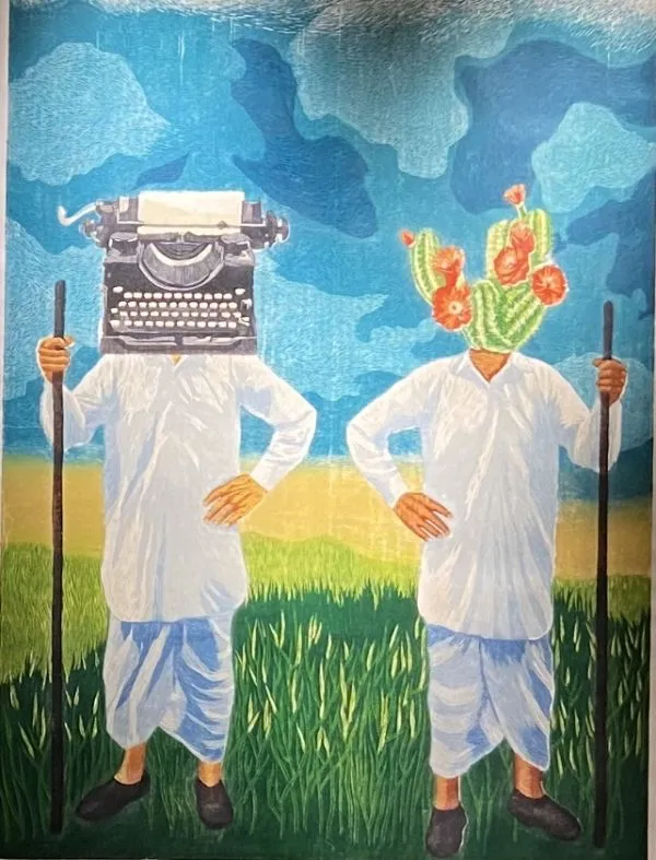 Brothers by Srabani Sarkar, woodcut, people and portraits