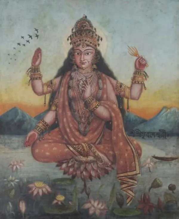 Bhuvaneshwari, oil on canvas, religious