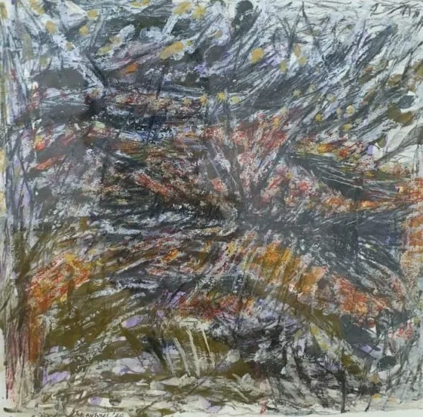 Landscape by Jayashree Chakravarty, mix media on paper, landscape, sea and sky