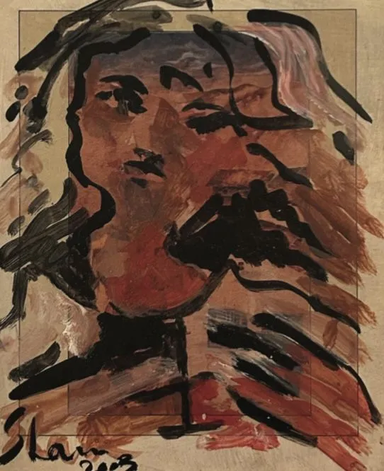 Lady by Shanu Lahiri, acrylic on paper, people and portraits
