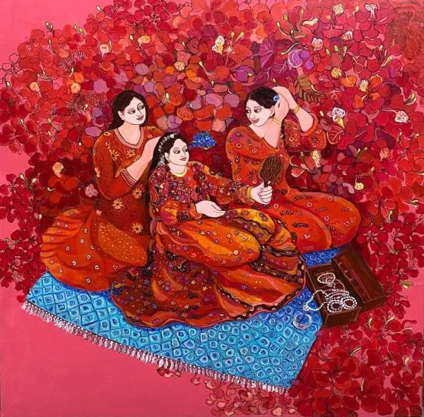 Soiree by Chaitali De Chanda, acrylic on canvas, people and portraits