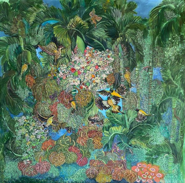 Profusion by Chaitali De Chanda, acrylic on canvas, people and portraits