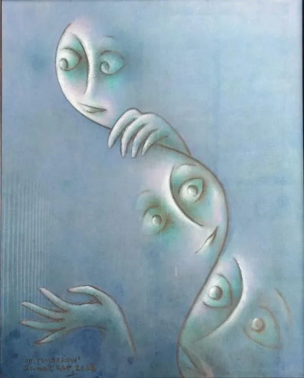 Untitled II by Sanat Kar, tempera on canvas board, people and portraits