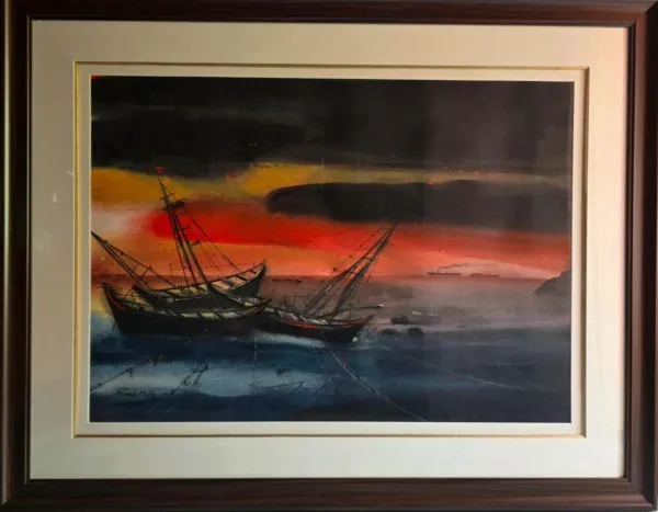 Landscape by Paresh Maity, watercolour on paper, landscape, sea and sky