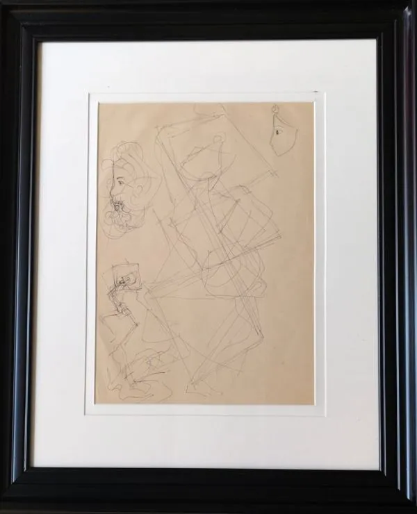 Lines by Somnath Hore, pen and ink on paper, people and portraits