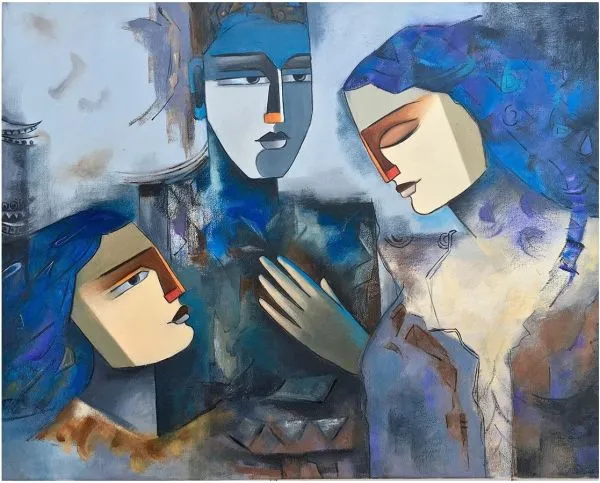 Grahasti by Kavita Tambolkar, oil on canvas, people and portraits