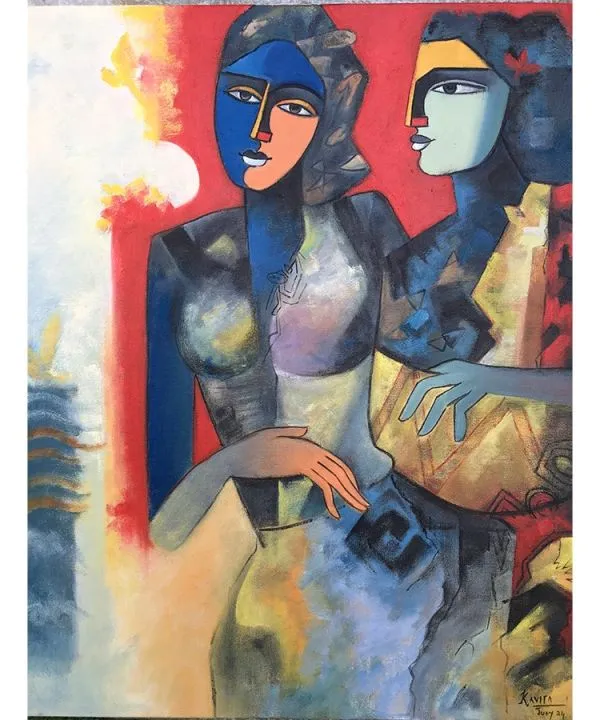 Working Woman by Kavita Tambolkar, oil on canvas, girl