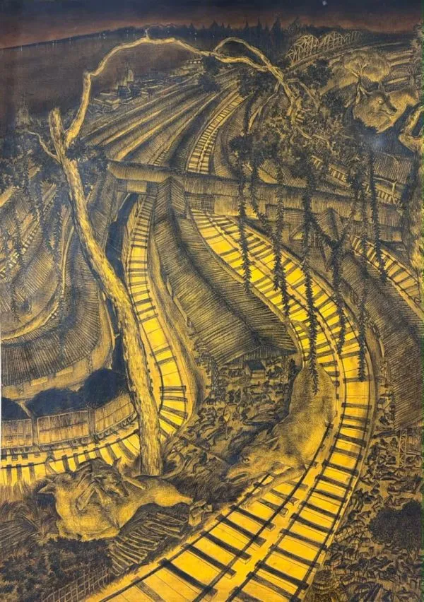 Untitled 1 by David Malaker, mix media on paper, religious