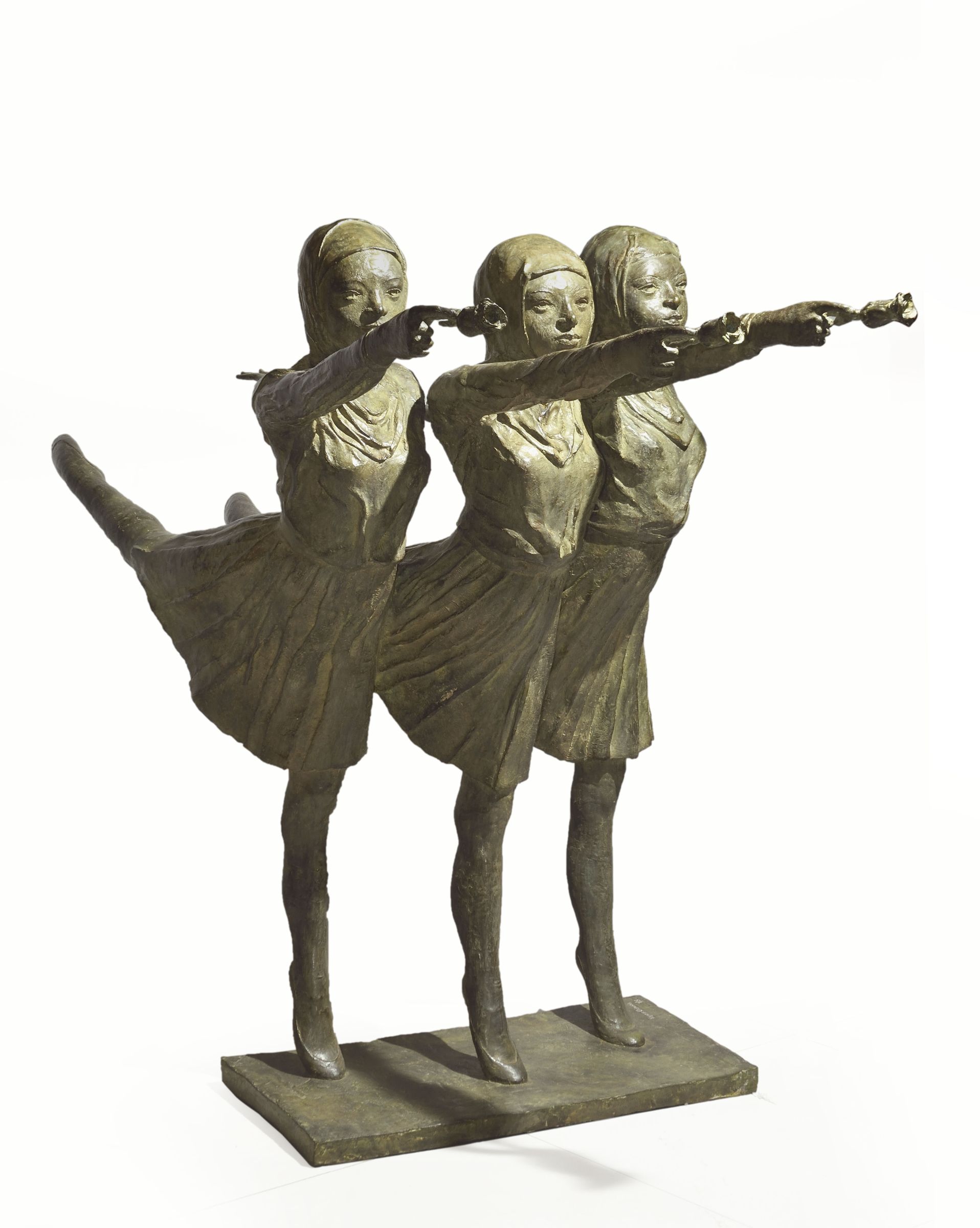 Three Girls by Tapas Biswas, bronze, people and portraits