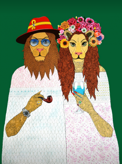 Royal couple by Ramu Das, mix media on canvas, people and portraits