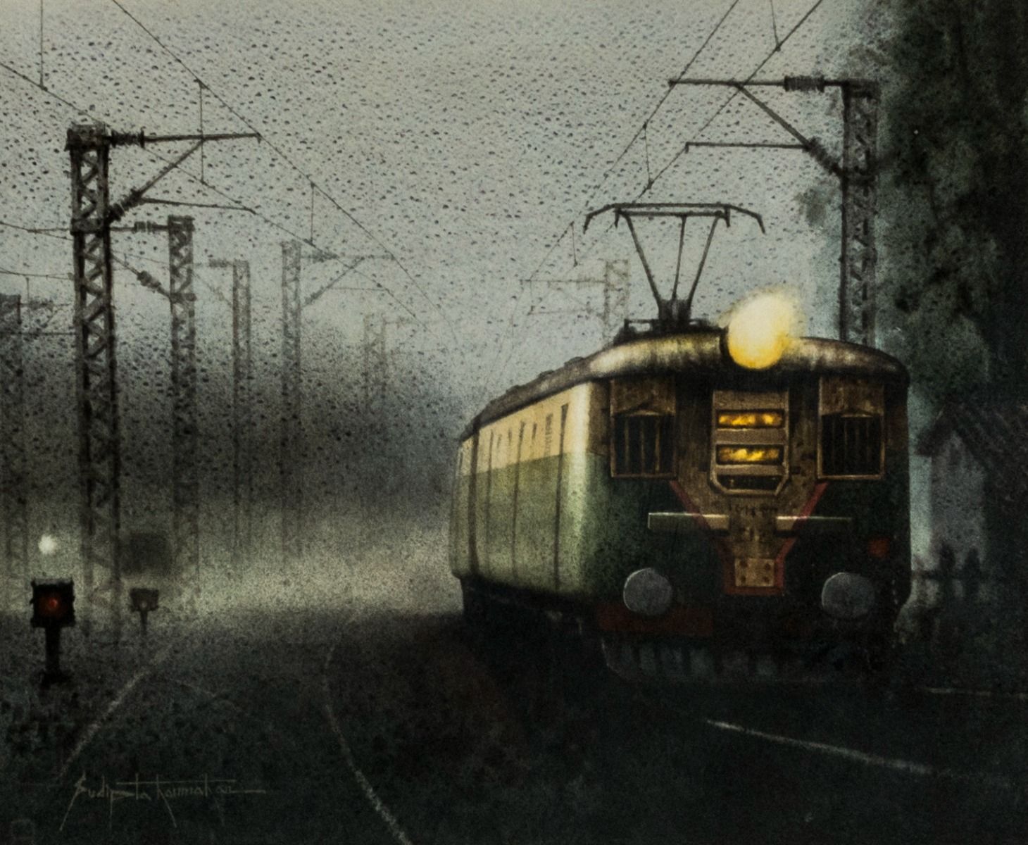 Journey by Sudipta Karmakar, acrylic on canvas, transportation and map