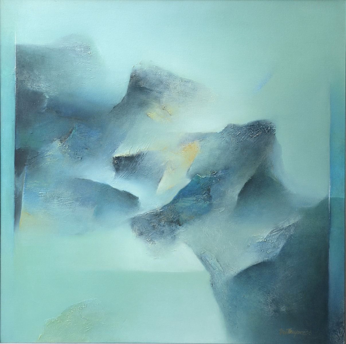Landscape by Debendra Thiyam, acrylic on canvas, landscape, sea and sky