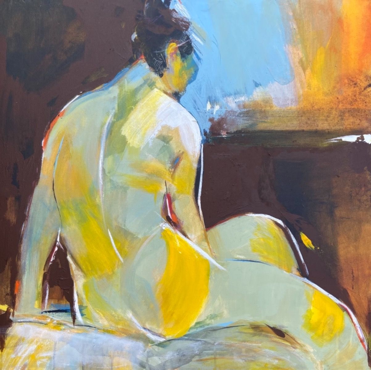 Evening Light by Vinayak Pasricha, acrylic on canvas, nude