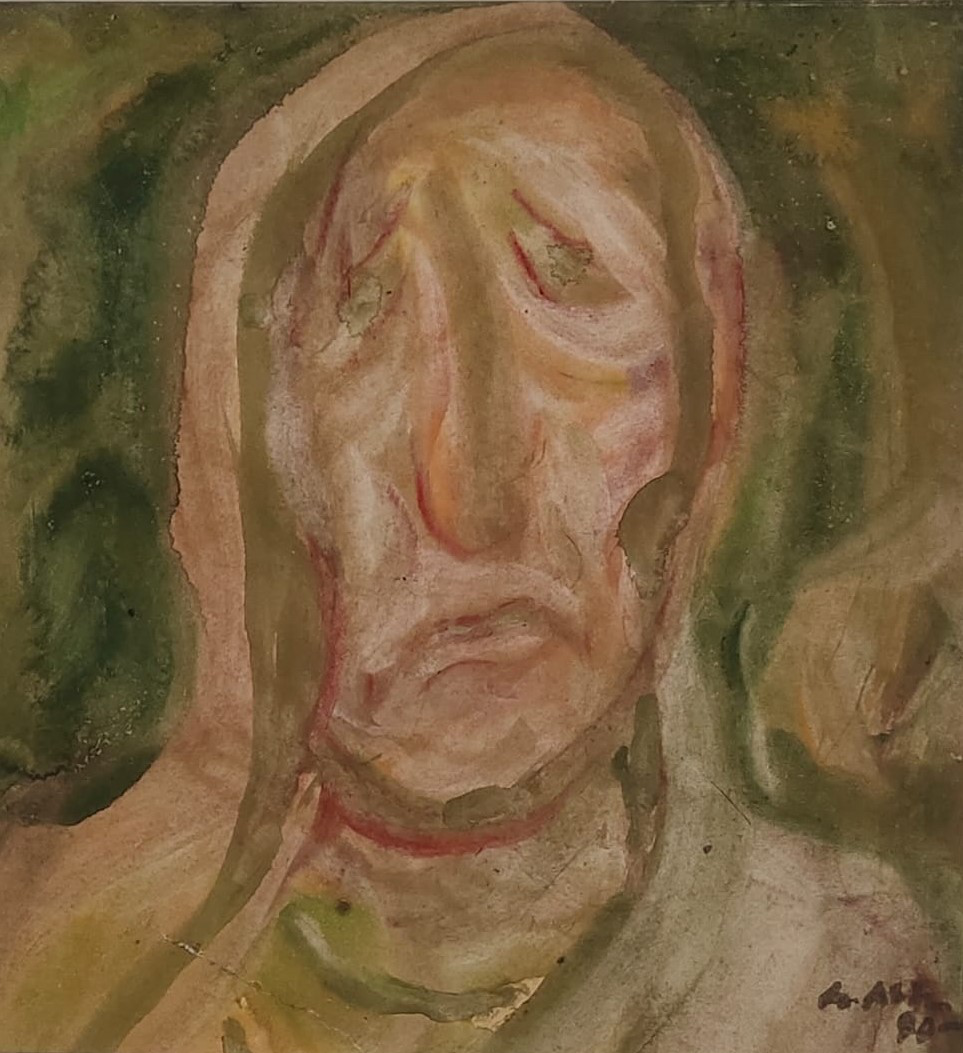 Lament by Gobardhan Ash, watercolour on paper, people and portraits