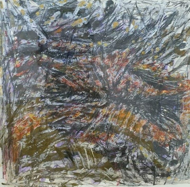 Landscape by Jayashree Chakravarty, mix media on paper, landscape, sea and sky