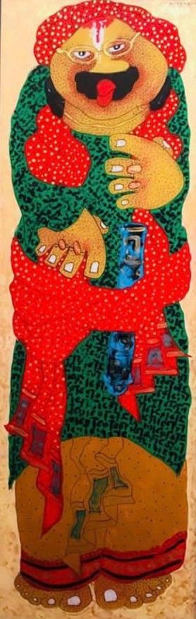Babu by Shyamal Mukherjee, acrylic on acrylic sheet, people and portraits