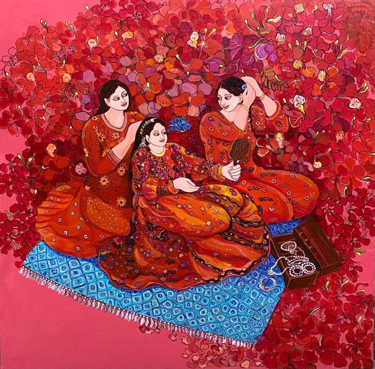 Soiree by Chaitali De Chanda, acrylic on canvas, people and portraits
