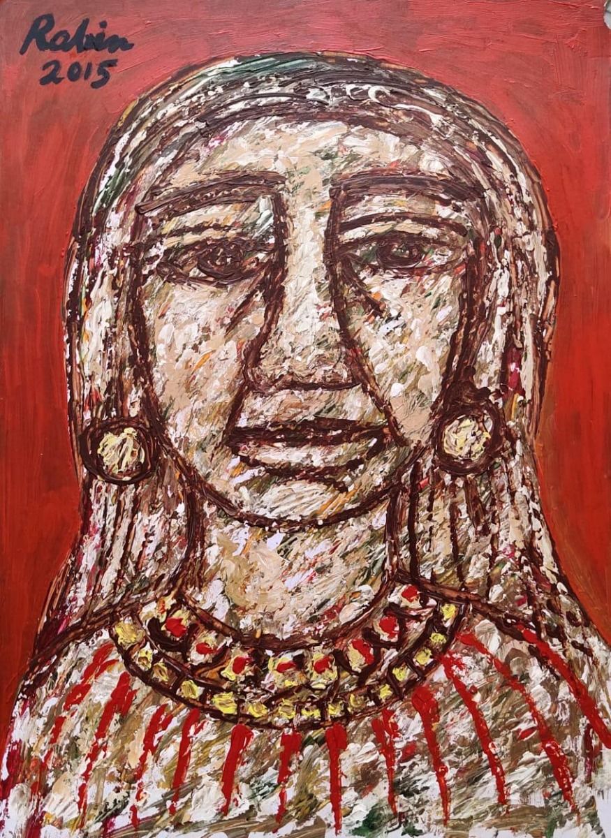 Woman-1 by Rabin Mondal, acrylic on board, still life