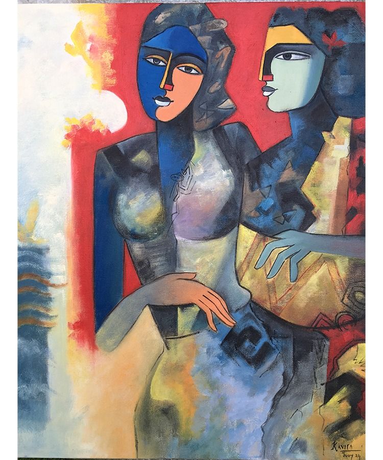 Working Woman by Kavita Tambolkar, oil on canvas, girl