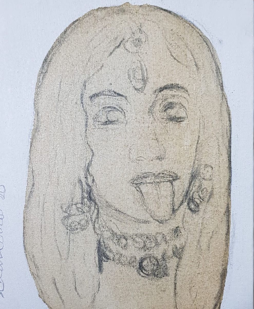 Untitled (Maa Kali) by Chandra Bhattacharjee, mix media on canvas, religious