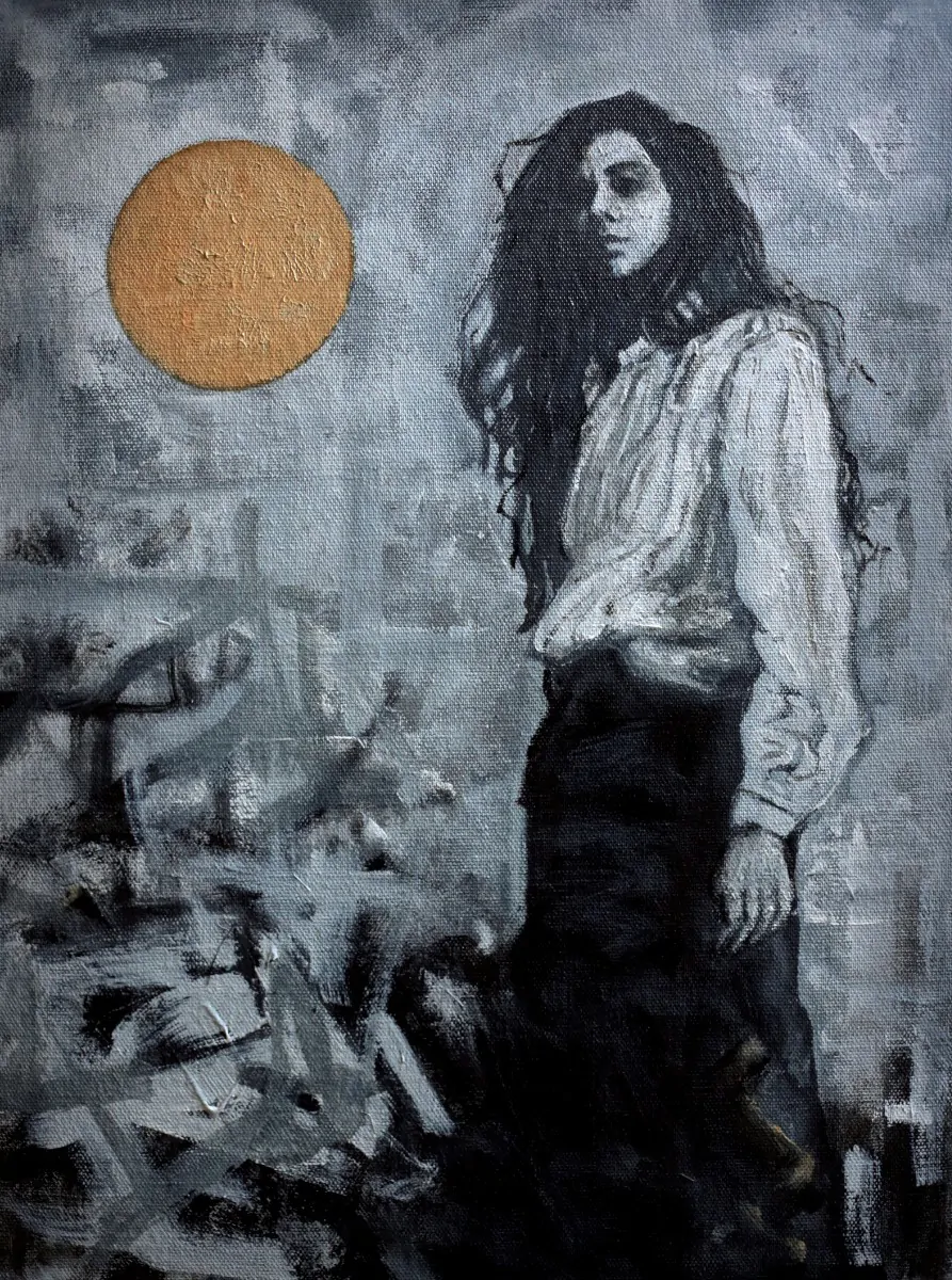 Woman and the pale sun